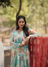 Embroidery Sky Blue Colour Salwar Suit in Russian Silk